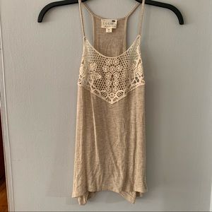 Pacsun LA Hearts Oatmeal Tank Top with Lace